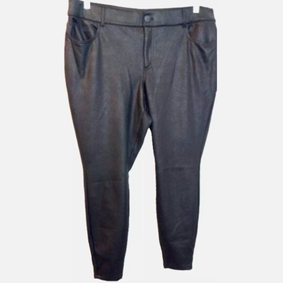 Lane Bryant Women's Faux Leather Jeans Sz 18 Stretch Black High Rise Ankle Pant - Picture 13 of 13